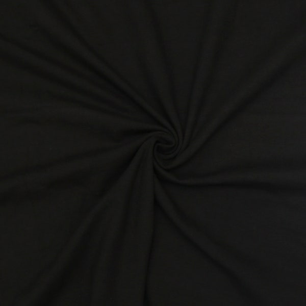 KNIT Fabric: Black Cotton Spandex Knit. Sold in 1/2 Yard Increments