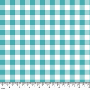 Custom Teal Gingham UV 50+ Swim & Sport. Sold by the 1/2 yard