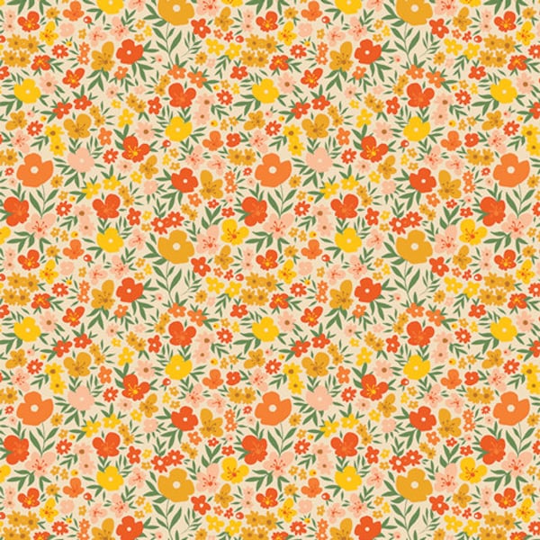 Art Gallery Flowery Meadow Sunlight Flannel. Sold in 1/2 Yard Increments