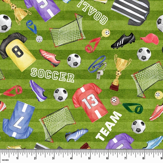 Custom Soccer Team Cotton Spandex Knit. Sold in 1/2 Yard