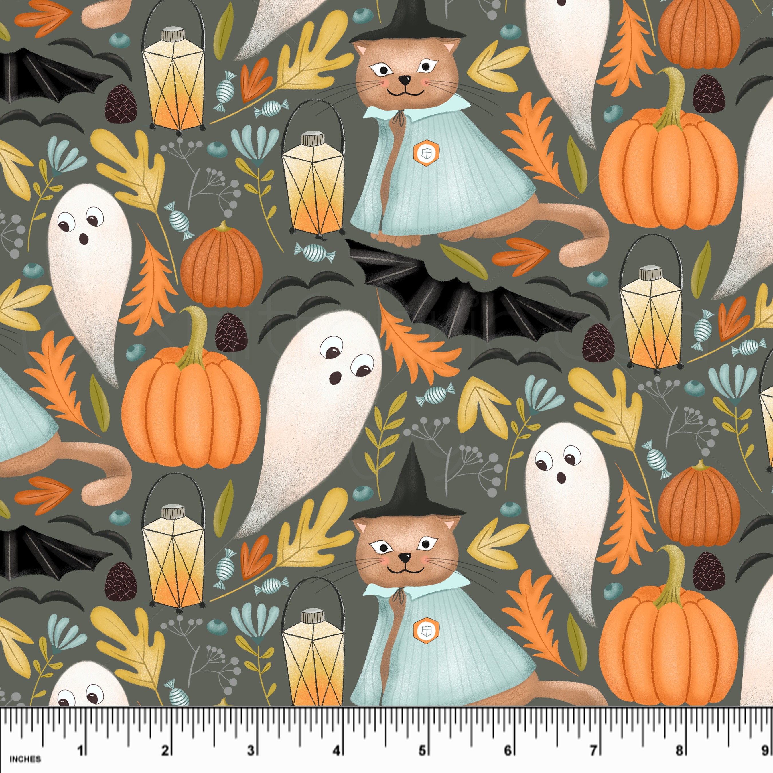 KNIT FABRIC Halloween Night Cotton Lycra. Sold by the 1/2 Etsy