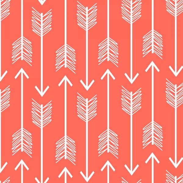 QUILTING COTTON: 3 Wishes Coral Arrow Fabric. Sold by the 1/2 yard