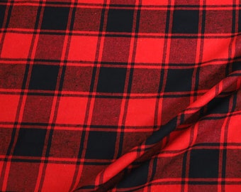 Red & Black Plaid Flannel. Sold in 1/2 Yard Increments