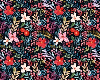 Custom Winter Berry Cotton Spandex Knit. Pricing by the 1/2 yard