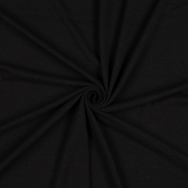 Black Bamboo Cotton Spandex. Sold in 1/2 Yard Increments