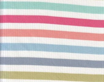 Sweater Fabric Loose Knit Jersey Fabric Colorful Geometry Rainbow Color by the Yard