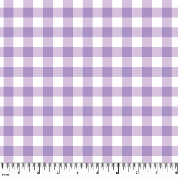 Custom Lilac Gingham UV 50+ Swim. Sold by the 1/2 yard