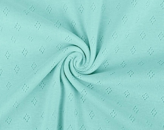 Light Mint Diamond Pointelle Rib Knit. Pricing by the 1/2 yard