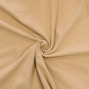 KNIT Fabric: Khaki Cotton Spandex Knit. Sold in 1/2 Yard Increments