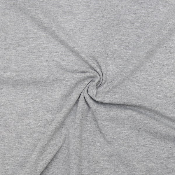 KNIT Fabric: Heather Grey Cotton Spandex knit. Sold in 1/2 Yard Increments