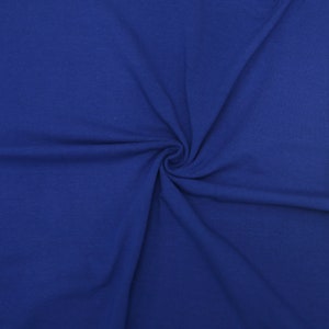 KNIT Fabric: Solid Royal Blue Cotton Spandex knit. Sold in 1/2 Yard Increments