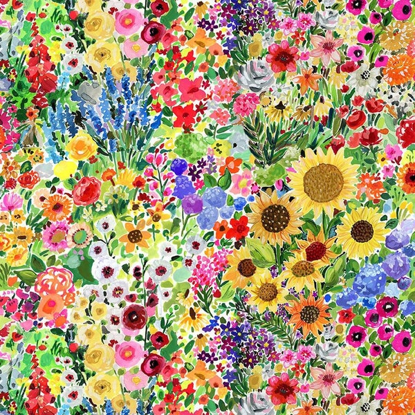 Dear Stella Summer Garden Quilting Cotton. Sold by the 1/2 yard