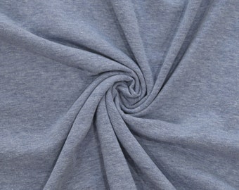 KNIT Fabric: Light Denim Melange Cotton Spandex Knit. Sold in 1/2 Yard Increments