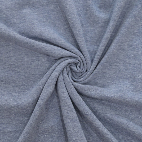KNIT Fabric: Light Denim Melange Cotton Spandex Knit. Sold in 1/2 Yard Increments