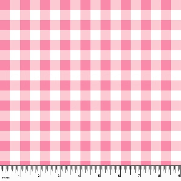 Custom Pink Gingham UV 50+ Swim & Sport. Sold by the 1/2 yard