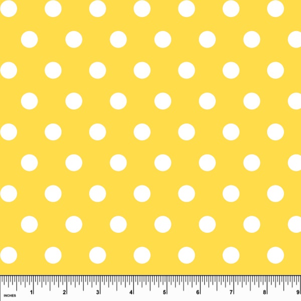 Custom Polka Dots on Yellow UV 50+ Swim & Sport. Sold by the 1/2 yard