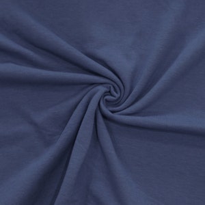 KNIT Fabric: Denim Blue Cotton Spandex Knit. Sold in 1/2 Yard Increments