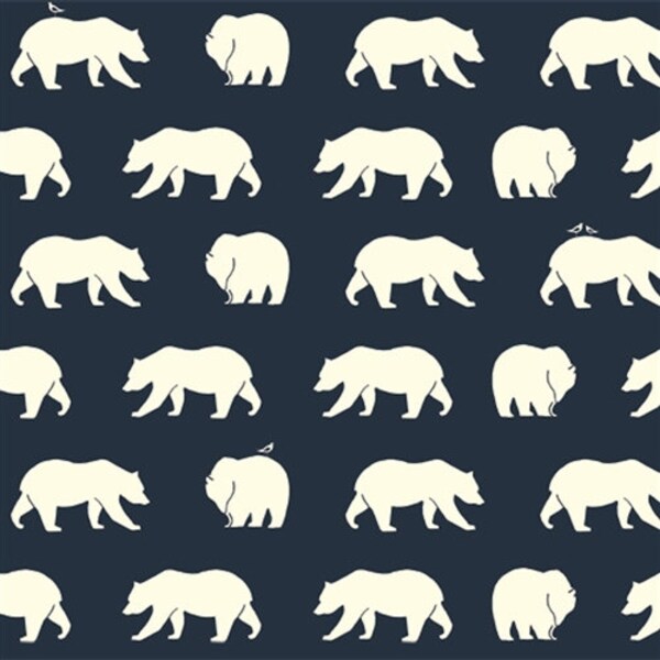 KNIT: Birch Bear Hike Dusk Organic Knit Fabric. Sold by the 1/2 yard