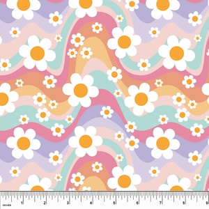 Custom Groovy Floral UV 50+ Swim. Sold by the 1/2 yard