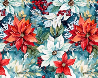 Custom Joyous Floral Cotton Spandex Knit. Pricing by the 1/2 yard