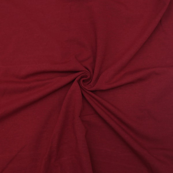 KNIT Fabric: Solid Maroon Cotton Spandex knit. Sold in 1/2 Yard Increments