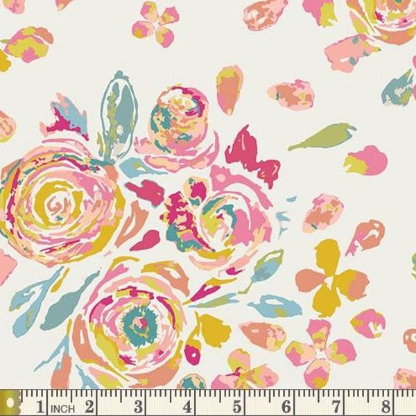 KNIT: Art Gallery Swifting Flora Fond Cotton Lycra Knit Fabric. Sold by the 1/2 Yard