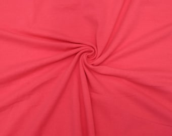 KNIT Fabric: Solid Dark Coral Cotton Spandex knit. Pricing by the 1/2 yard