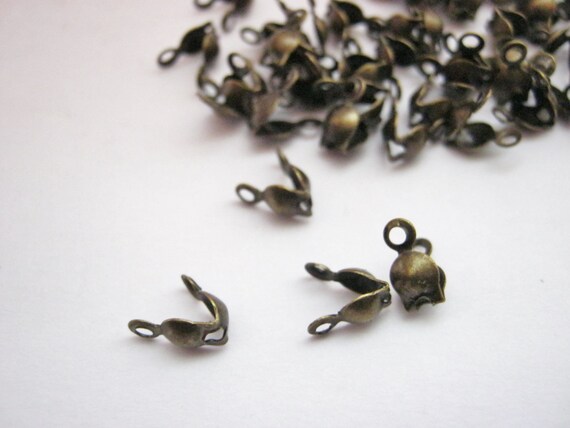 100 Bronze Calottes Crimps Clams Bead Ends Fastenings Bronze Jewellery Findings