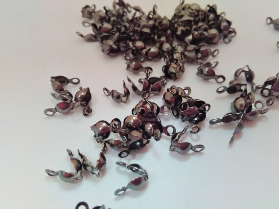 100 Silver Plated Calottes Crimps Clams Bead Ends Jewellery Findings Fastenings