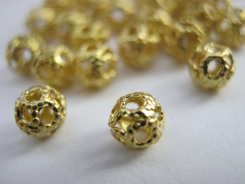 COPPER ~ 100 x Metal 4mm Round FILIGREE Spacer BEADS Findings ~ SILVER GOLD