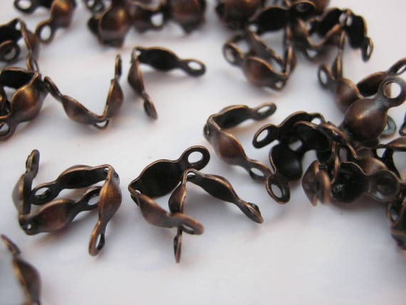 100 Bronze Calottes Crimps Clams Bead Ends Fastenings Bronze Jewellery Findings