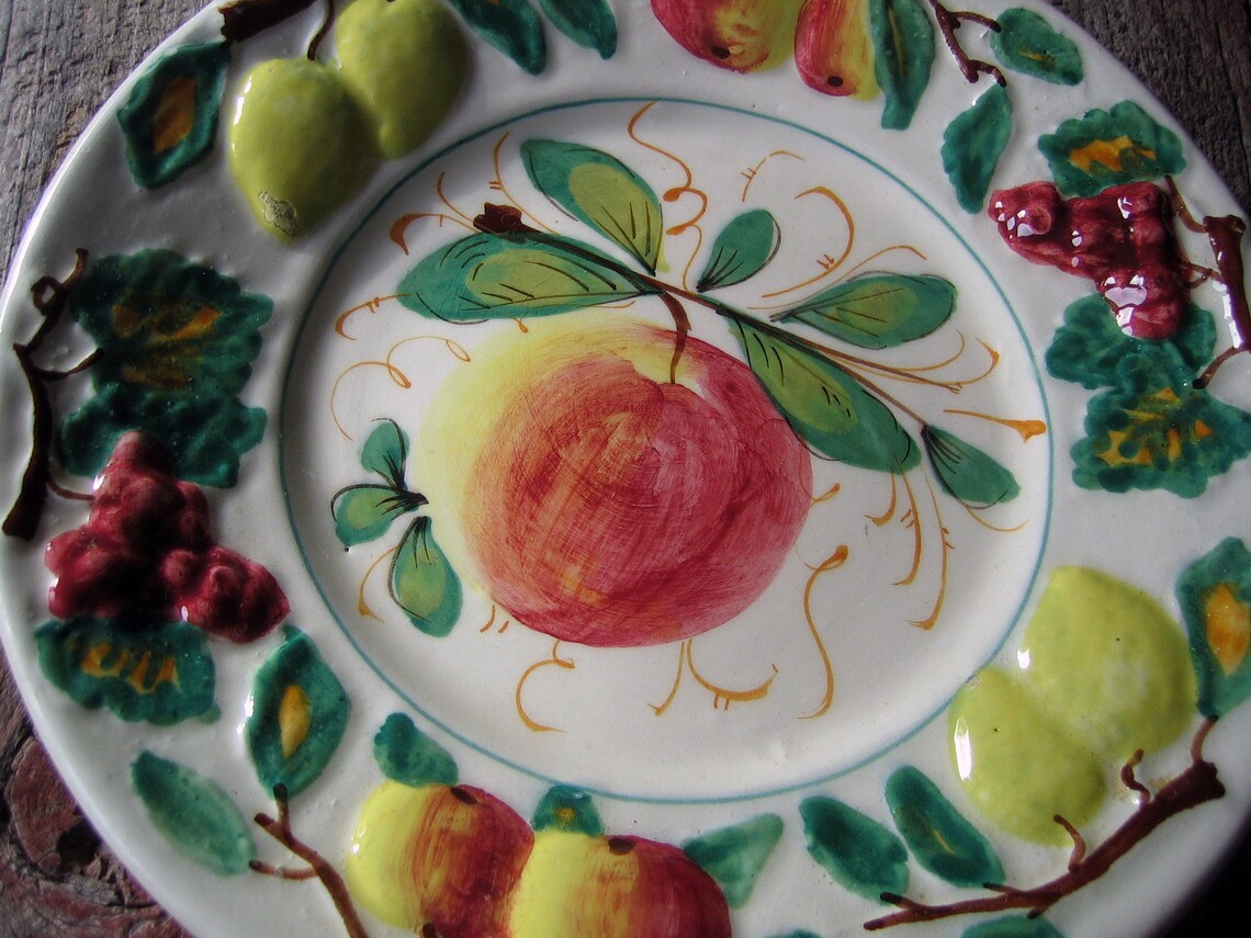 Set of 2 Antique Hand Painted Fruit Plates Italy Decorative Etsy