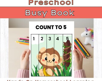 Preschool Busy Book Printable | Homeschool Learning Activities for Toddlers & Preschoolers | Matching, Counting  Early Skills