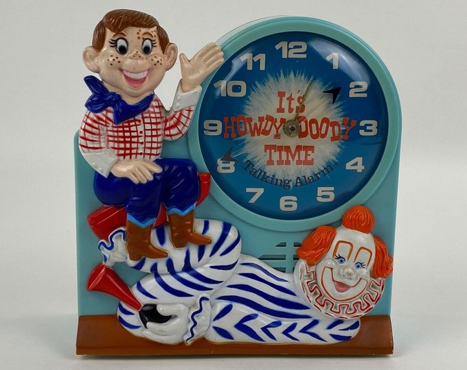 Its Howdy Doody Time Talking Alarm Clock 1974, Wind up and Battery