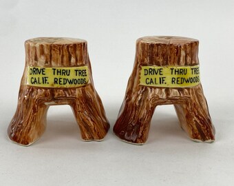 California Redwoods Drive Thru Trees Salt and Pepper Shakers, Victoria, Made in Japan