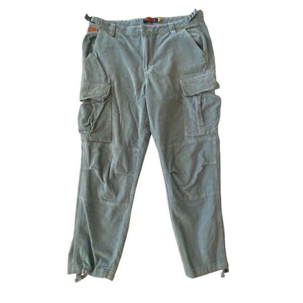Vintage 90s Empyre Relax Cargo Pants, Blue Corduroy, Loose Fit Baggy Pants, Mens Size 34