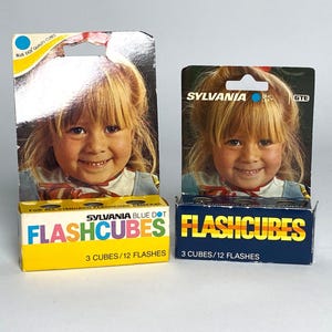 2 Packs Sylvania Blue Dot Flashcubes, 3 Cubes Each with 24 Flashes Total