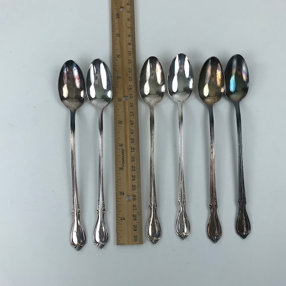 Set Of 6 ICED TEA SPOONS Rogers Cutlery Details about   R C Co Silverplate Pattern ??? 