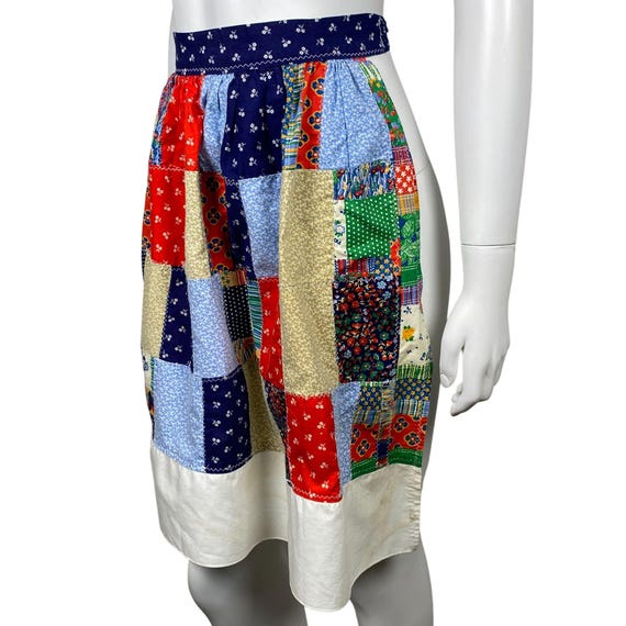 Vintage Handmade Patchwork Half Apron With Tie Ba… - image 2