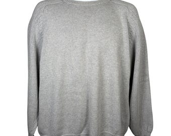 Eddie Bauer Cotton Knit Sweater Mens Size L, Crewneck, Pullover Gray Jumper