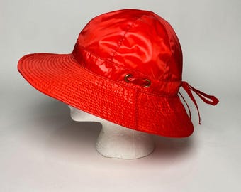 Betmar Nylon Sun Hat, Wide Brim, Adjustable Bow Tie Accent, Red Lined, #117