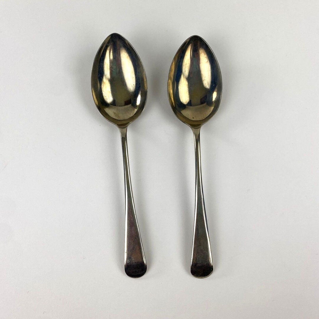 Resilco Rustless Nickel Silver Flatwarem Set of 2 Serving Spoons, 8 ...