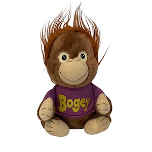 1981 Shirt Tales Bogey Monkey Plush Stuffed Animal Toy, Hasbro Preschool, Purple Shirt