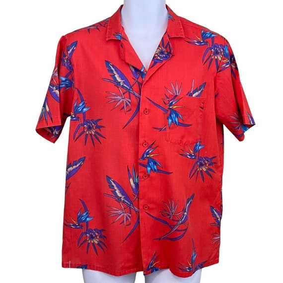 Lee Hawaiian Shirt Mens M, Button Up, Red, Made i… - image 1