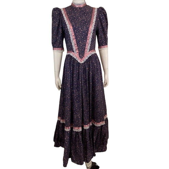 Handmade Maxi Dress, Purple Floral, Puff Sleeves,… - image 1