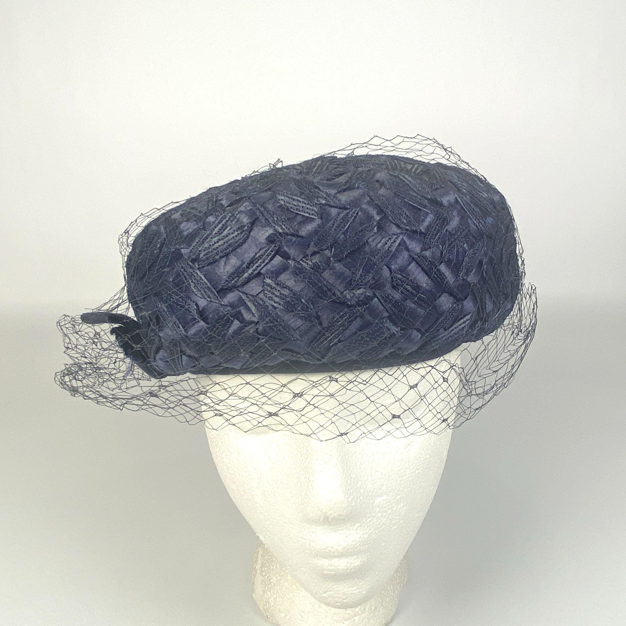 Vintage Light Blue Tiered Pleated Pillbox Hat Mid Century Retro Millinery Vintage Turquoise Lame Pillbox Hat, Vintage Hat, 1950s Hat  main image 4