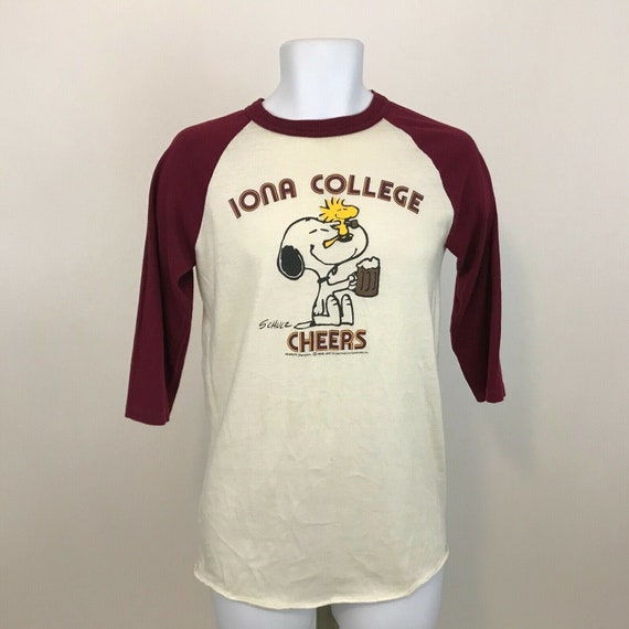 Vintage Iona College Snoopy Baseball T Shirt Mens