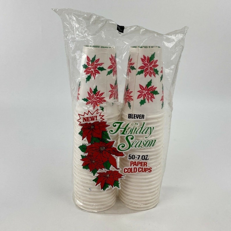 Bleyer Paper Cups Holiday Season Print Pack of 50 7 Oz Each Etsy