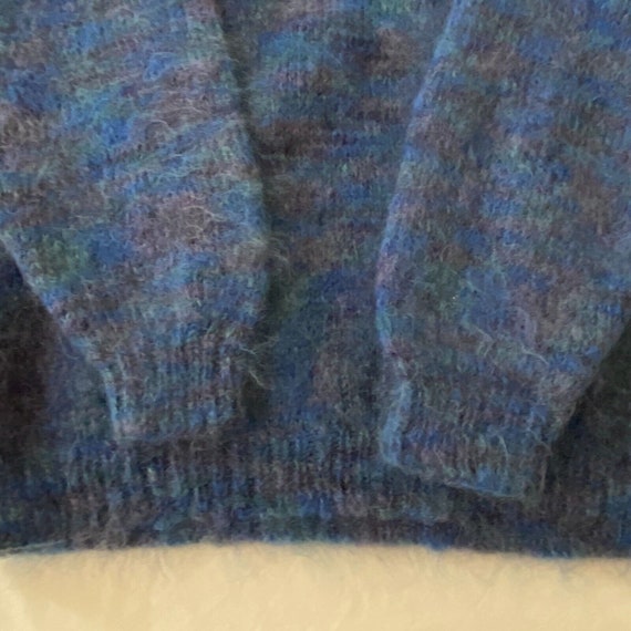 Vintage Handmade Knit Sweater, Blue Fuzzy Pullove… - image 4