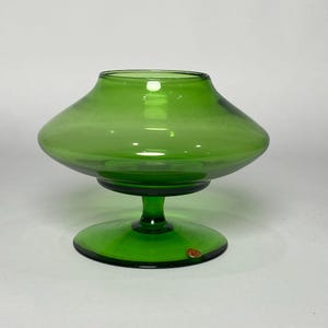 Green Glass Christmas Tree Base Vase, Footed, Glass Candy Dish, MCM Decor, Made in Italy
